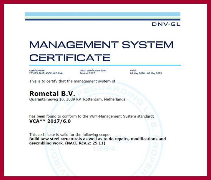 Rometal BV SHE Checklist Contractors