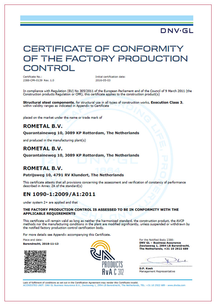 Rometal BV ISO 1090-1