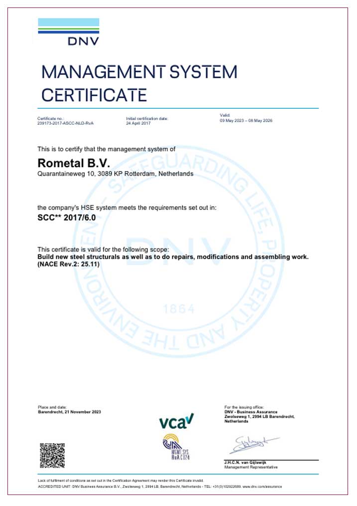Rometal BV SHE Checklist Contractors